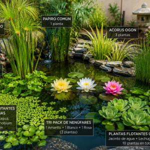 PACK INICIO DE ESTANQUE PLANTAS ACUÁTICAS HASTA 3000 LITROS