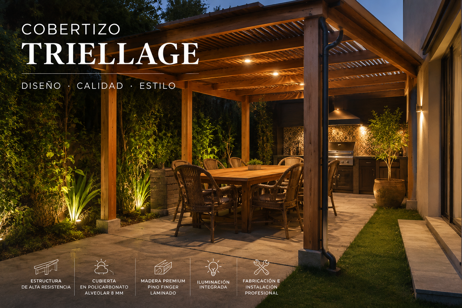 COBERTIZO TREILLAGE PERSONALIZADO (VALOR MT2)